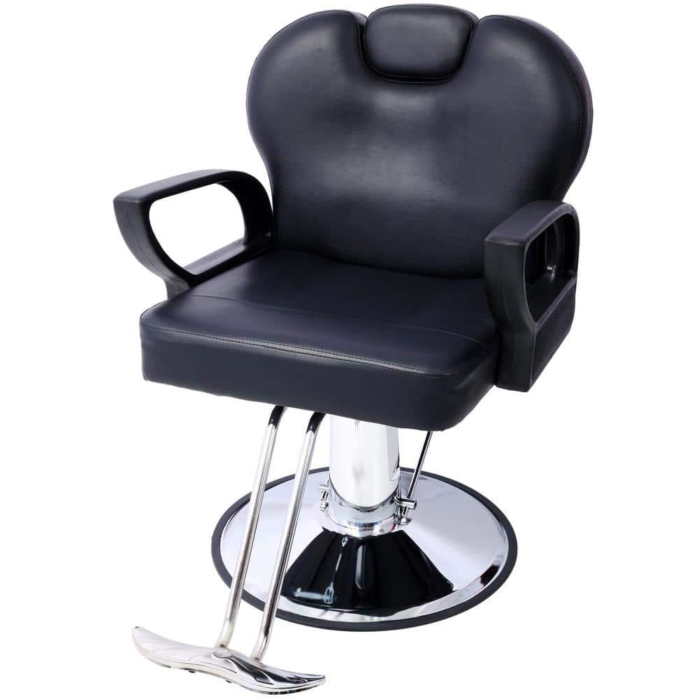 Faux Leather Seat Reclining Salon Chair in Black with Hydraulic All Purpose