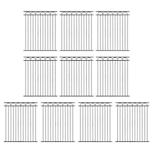 Heavy Duty, Anti-Rust 5 ft. x 6 ft. Black Steel Space Bar Arc Decorative Garden Fence Panel (10-Pack)