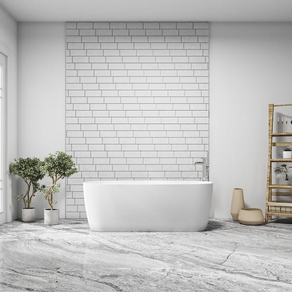 Azagra 67 in. Acrylic Flatbottom Soaking Bathtub in Matt White