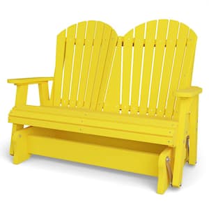 Heritage 2-Person Lemon Yellow Plastic Outdoor Double Glider