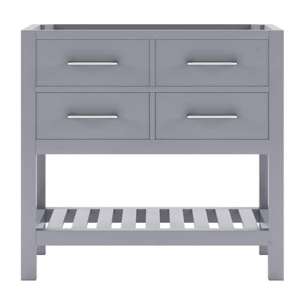 Virtu USA Caroline Estate 36 in. W x 22 in. D x 34 in. H Bath Vanity Cabinet without Top in Gray