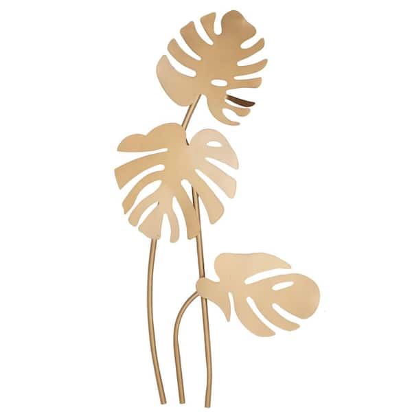 CosmoLiving by Cosmopolitan Gold Metal Glam Floral Wall Decor 42 in. x