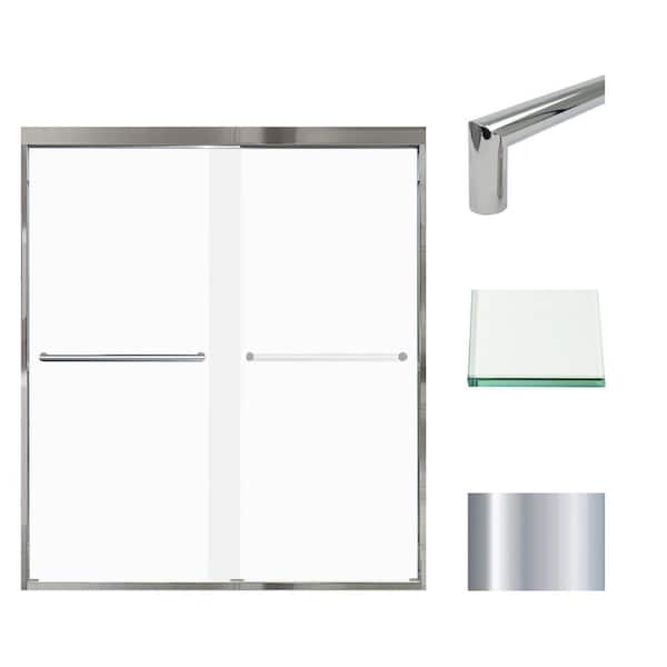 Transolid Frederick 59 in. W x 70 in. H Sliding Semi-Frameless Shower Door in Polished Chrome with Frosted Glass