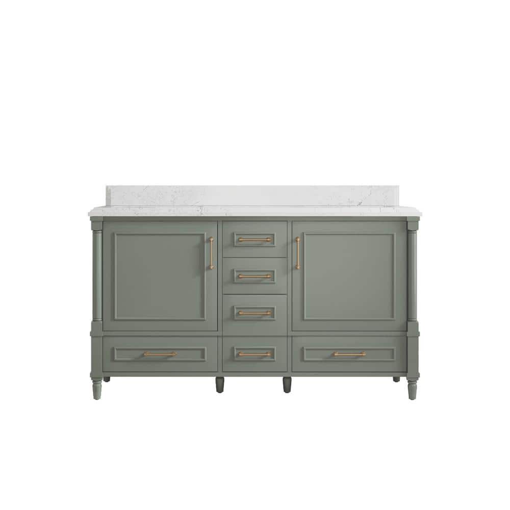 Hudson 60 in. W x 22 in. D x 36 in. H Double Sink Bath Vanity in Evergreen with 1.5 in. Empira Quartz Top price history on PriceWatchPro