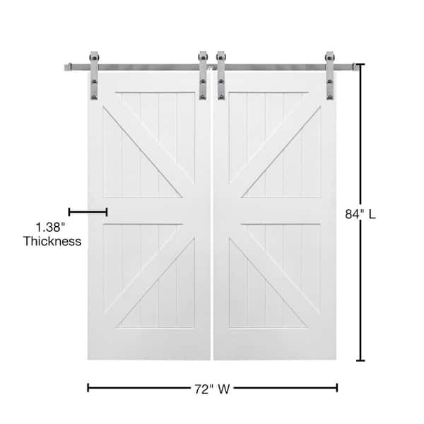 72 in. x 84 in. Primed K-Plank MDF Sliding Barn Door with Hardware Kit 72 in. x 84 in. Primed K-Plank MDF Sliding Barn Door with Hardware Kit