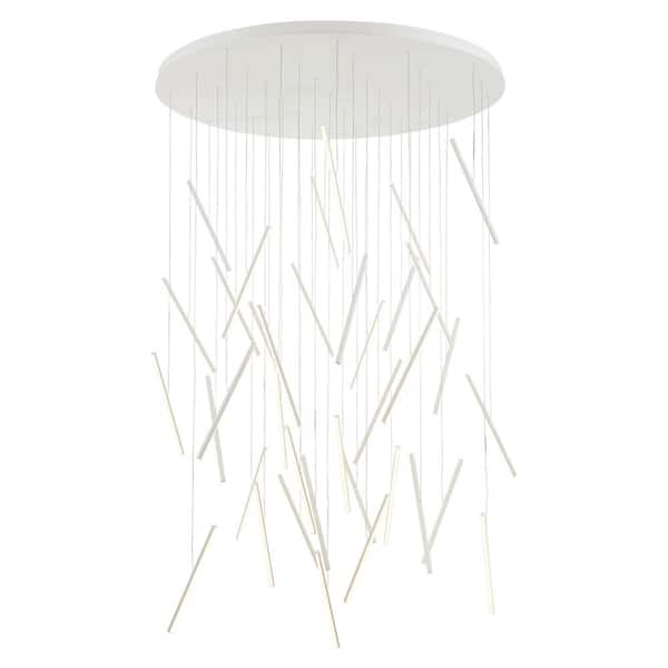 Chute 50 in. 260-Watt 1-Light White Integrated LED Pendant-Light