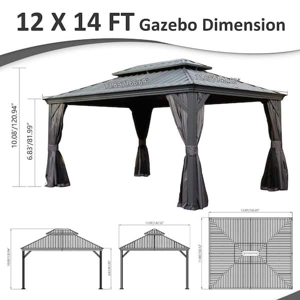 domi outdoor living 12 ft. x 14 ft. Hardtop Gazebo, Metal Pavilion