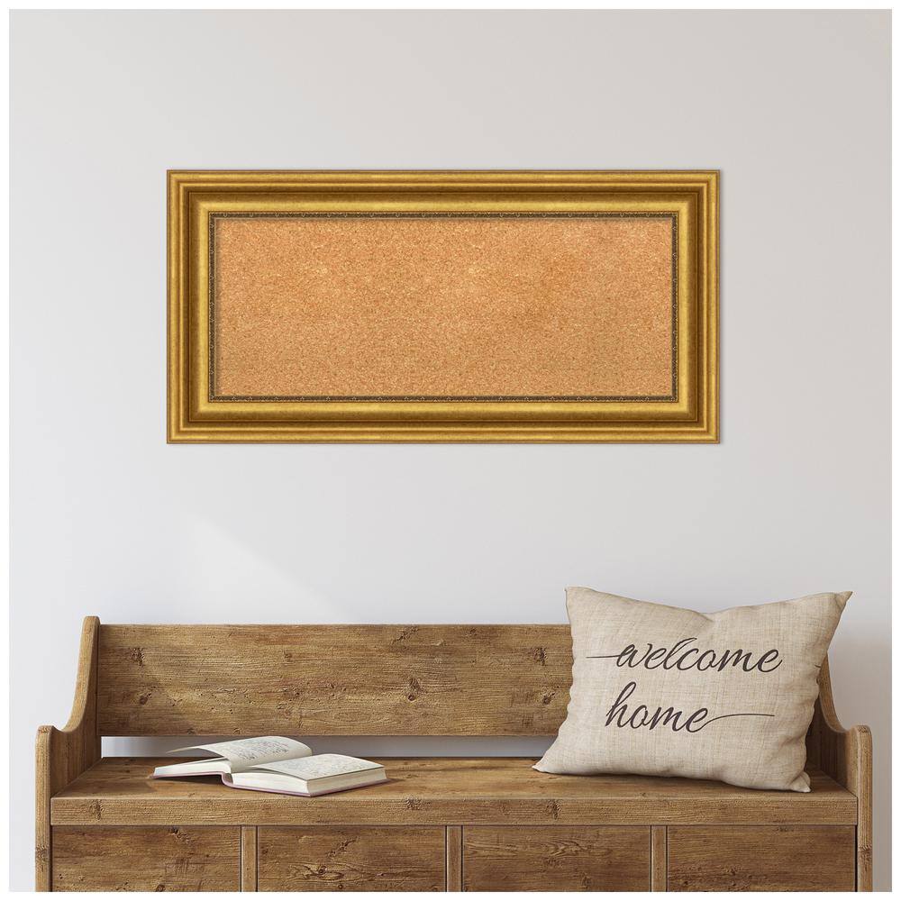 Parlor Gold Framed Natural Cork Bulletin Board 36x18
