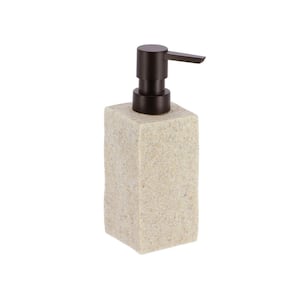 Bath Square Resin Freestanding Hand Soap & Lotion Dispenser Stone Effect Natural