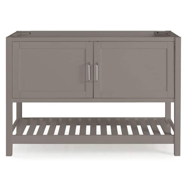 Alaterre Furniture Bennet 48in. W x 21.25in. D x 34in. H - Bath Vanity Cabinet without Top - 48 in . Large Wood Vanity w Shaker Doors, Grey