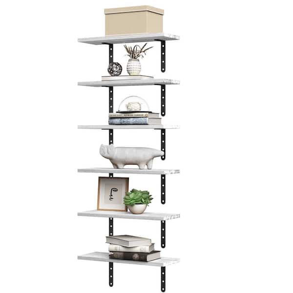 5.83 in. W x 15.6 in. L White Cedarwood Floating Shelves, Set of 6 Decorative Wall Shelf