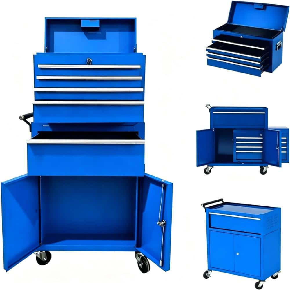 5-Drawer 2-in-1 Rolling Tool Chest, Detachable, Lockable, Sliding Drawers, Garage/Workshop/Warehouse, Blue price history on PriceWatchPro