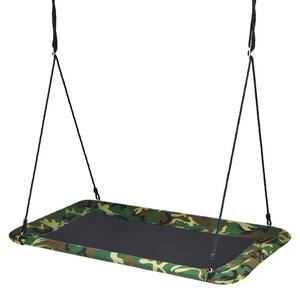 60 in. Green Kids Giant Tree Rectangle Swing 700 lbs. w/Adjustable Hanging Ropes Camo