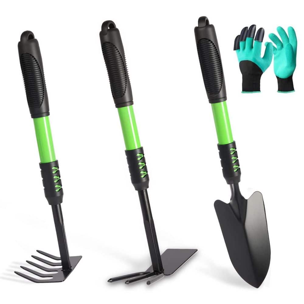 4 Pack Garden Tool Set Stainless Steel Hand Cultivator Hoe Shovel Gloves for Planting Weeding Digging Gifts price history on PriceWatchPro
