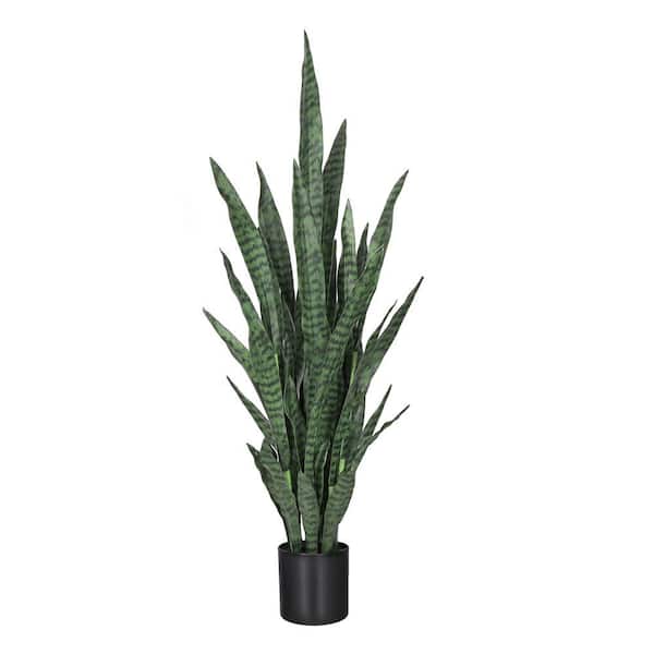 LIVING LUXURY 4 ft. Artificial Sansevieria Snake Plant in Black Pot 60633-GR
