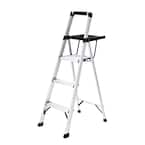 3-Step Aluminum Step Stool with Project Tray 250 lb. Load Capacity Type I Duty Rating