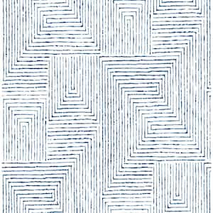 Merritt Indigo Geometric Indigo Paper Strippable Roll (Covers 56.4 sq. ft.)