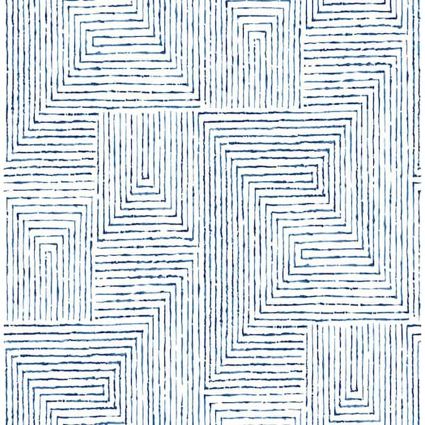 SCOTT LIVING Merritt Indigo Geometric Indigo Paper Strippable Roll (Covers 56.4 sq. ft.)