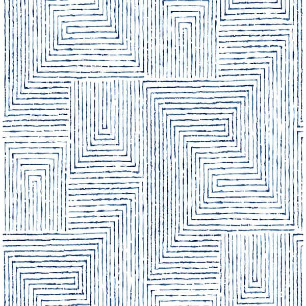SCOTT LIVING Merritt Indigo Geometric Indigo Wallpaper Sample
