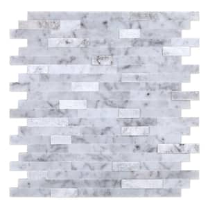 Camarillo White and Gray 11.77 in. x 11.57 in. x 8mm Stone Peel and Stick Wall Mosaic Tile (5.68 sq. ft./Case)