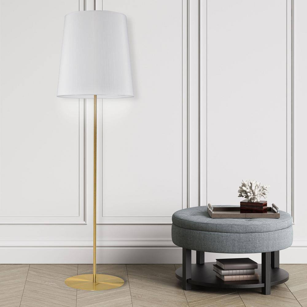 Transitional 68.5" White and Black Free Standing Floor Lamp