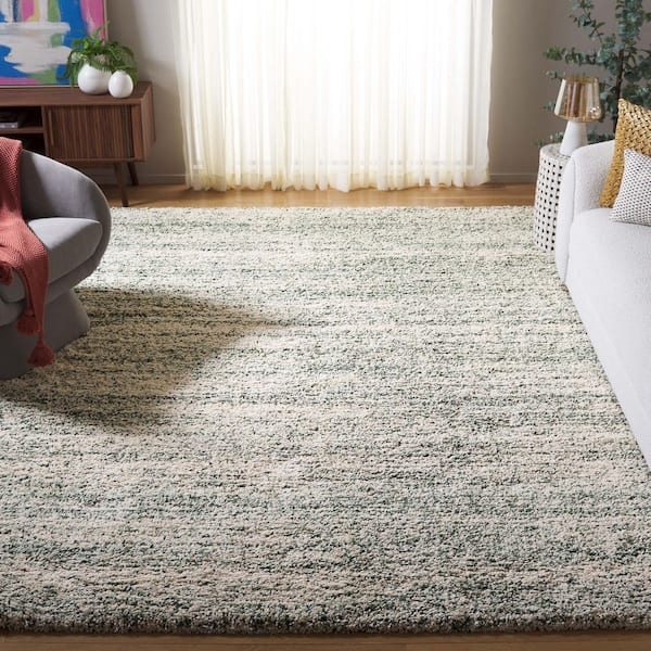 Hudson Shag 10 ft. x 14 ft. Ivory/Green Solid Marle Area Rug