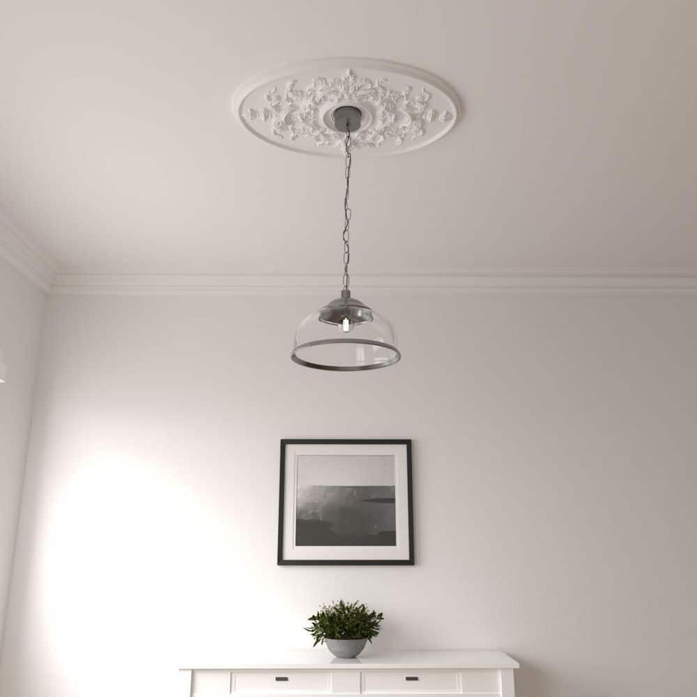 Primed White Oval Polyurethane Oxford Ceiling Medallion