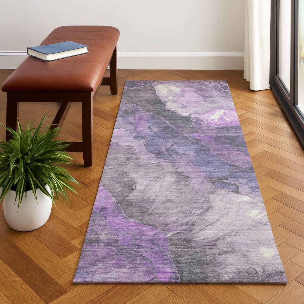 Mayfield Premium Machine Washable Abstract AMF1787 Purple 2 ft. 3 in. x 7 ft. 6 in. Runner Rug price history on PriceWatchPro
