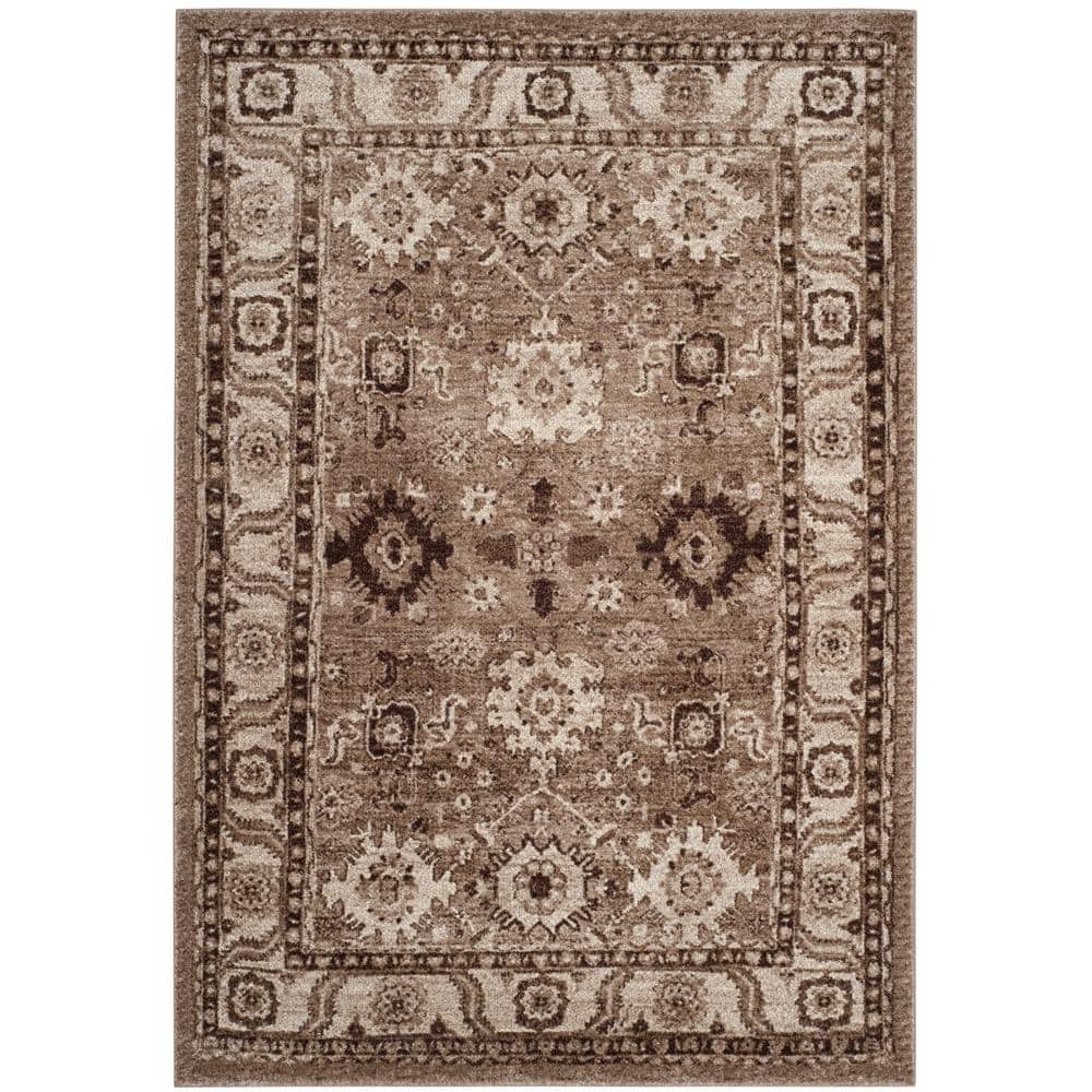 Taupe High Pile Synthetic Safavid Style Area Rug