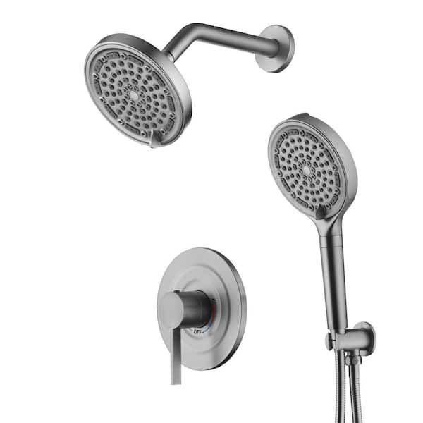 Modern Single Handle 1-Spray Shower Faucet 1.8 GPM with Hand Shower in Brushed Nickel (Valve Included)