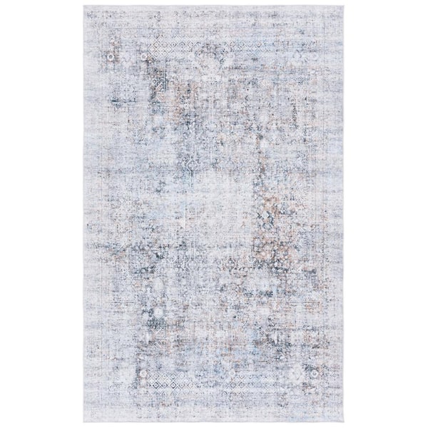 SAFAVIEH Arizona Beige/Charcoal 3 ft. x 5 ft. Distressed Border Ornate Machine Washable Area Rug
