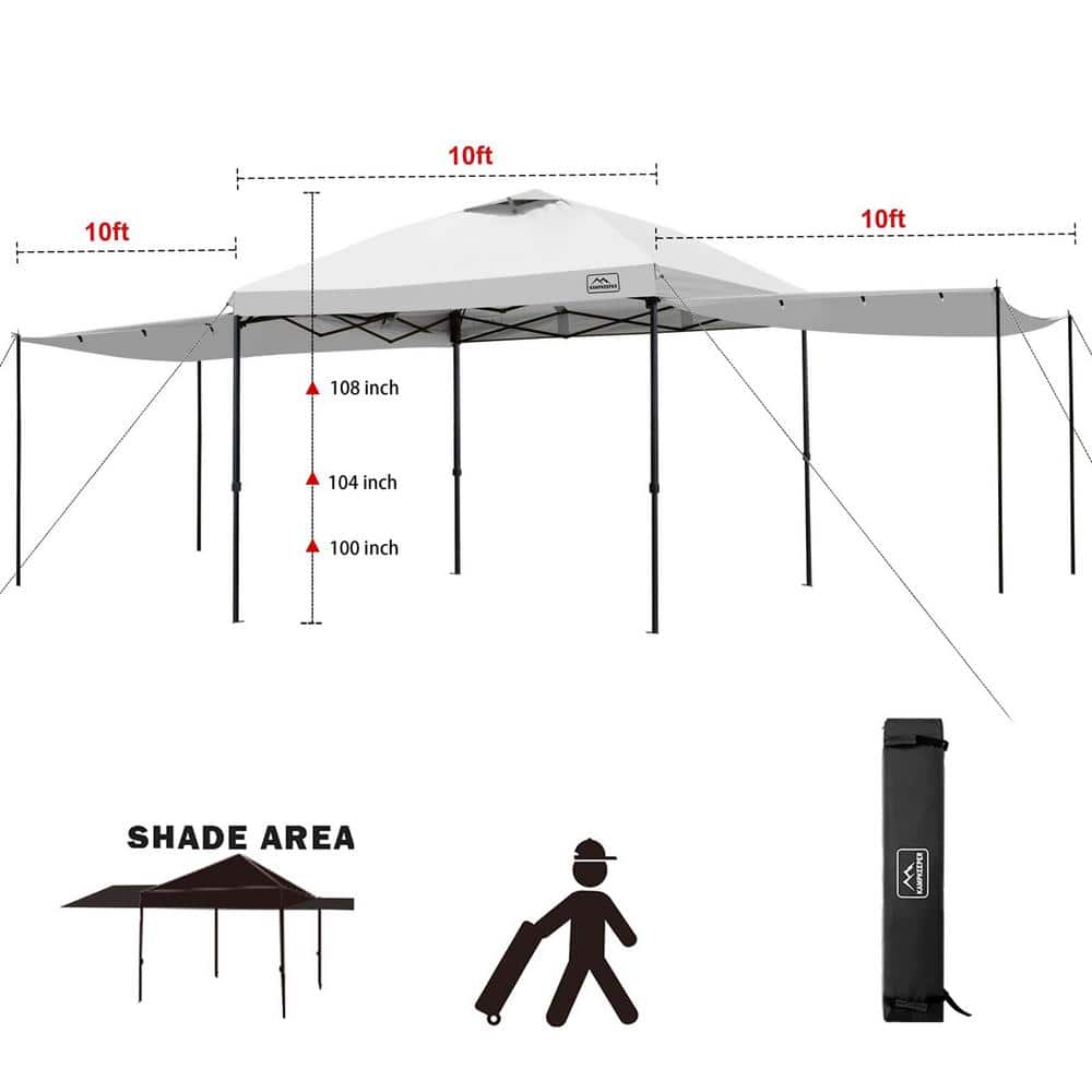 White Adjustable Height 10x10 Outdoor Canopy Tent with Sidewalls