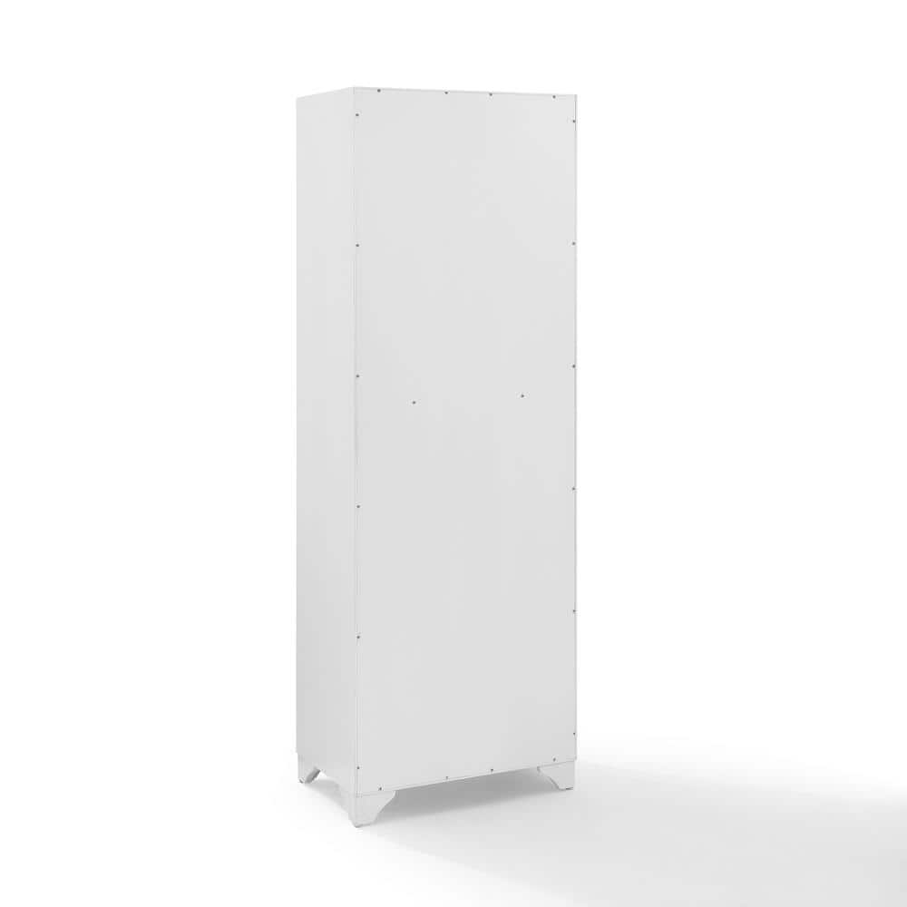 Distressed White Tall Kitchen Pantry with Adjustable Shelves