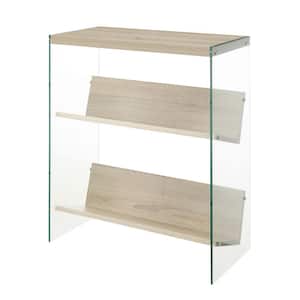 SoHo 27.75 in. H Weathered White/Glass 3-Shelf Accent Bookcase