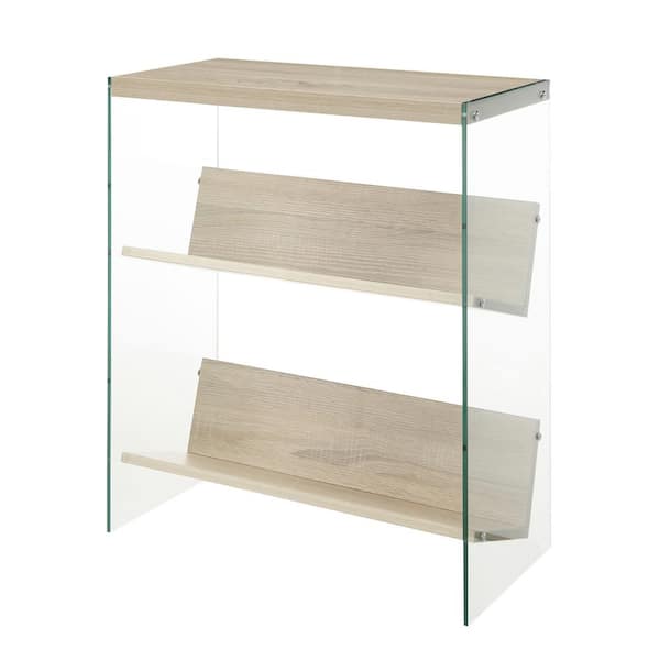 Convenience Concepts SoHo 27.75 in. H Weathered White/Glass 3-Shelf Accent Bookcase