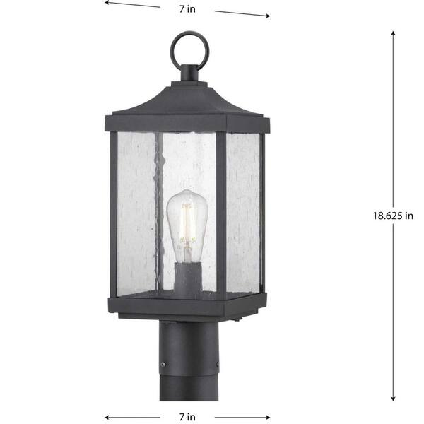 Park Court 1-Light Textured Black Outdoor Post Lantern with Clear Seeded Glass Park Court 1-Light Textured Black Outdoor Post Lantern with Clear Seeded Glass