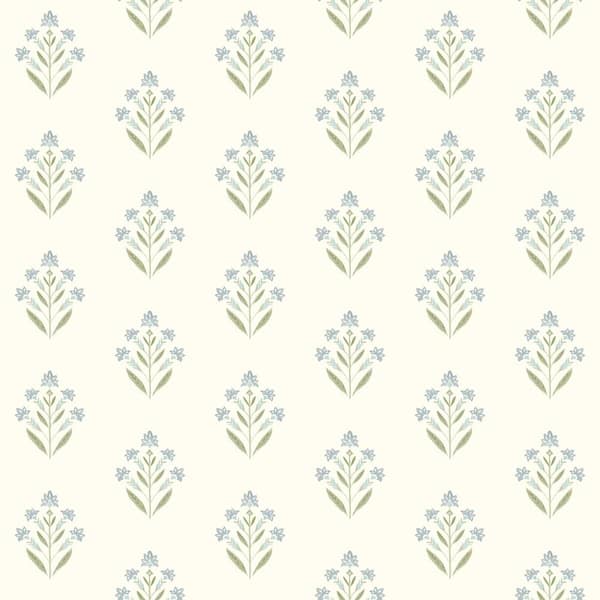 Chesapeake Kova Floral Crest Blue Prepasted Non Woven Wallpaper Sample