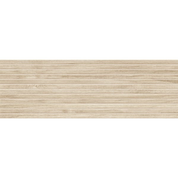 Flume Koa Brown 13-in. x 39-in. Subway Linear Wood-Look Matte Ceramic Wall Tile Sample