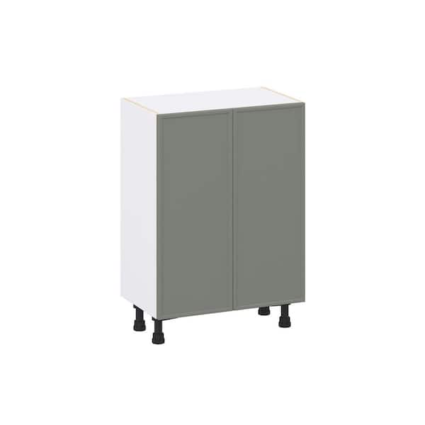 Fairview 24 in. W x 14 in. D x 34.5 in. H Assembled Slim Shaker Base Kitchen Cabinet in Moss Green with 3-Inner Drawers