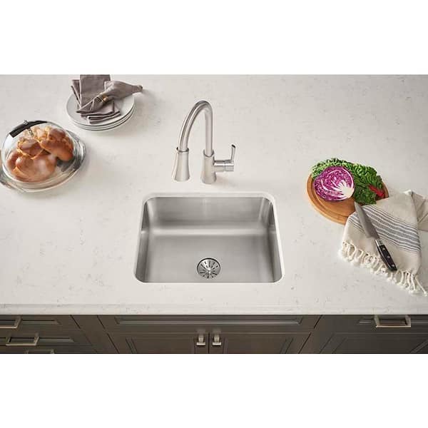 Lustertone 21 in. Undermount Single Bowl 18-Gauge Stainless Steel Kitchen Sink Only
