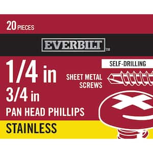 #14 x 3/4 in. Stainless Steel Phillips Pan Head Sheet Metal Screw (20-Pack)