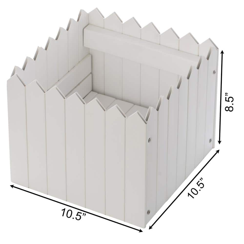 Traditional Square White Vinyl Outdoor Planter Box, 10.5"