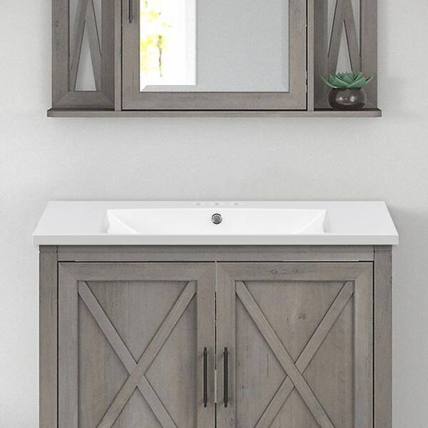 MAA様 Flynama 36 in. Single Bathroom Basin Sink, Vanity Top Only, 3