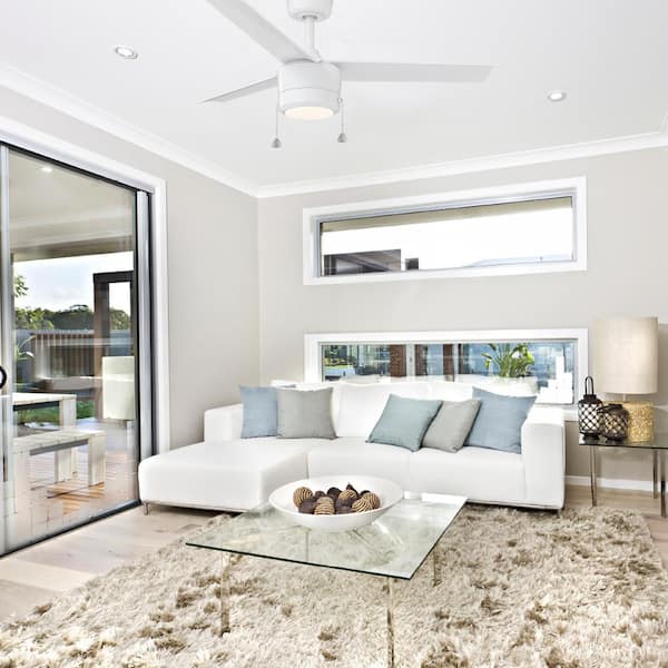 Tritour 44 in. Integrated LED Indoor Matte White Ceiling Fan with White Color Changing Light Kit