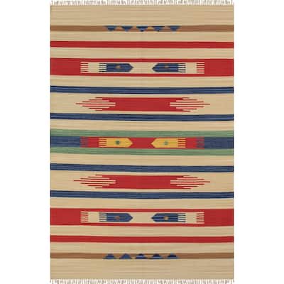 Anatolian Beige/Multi 10 ft. x 14 ft. Striped Cotton Area Rug