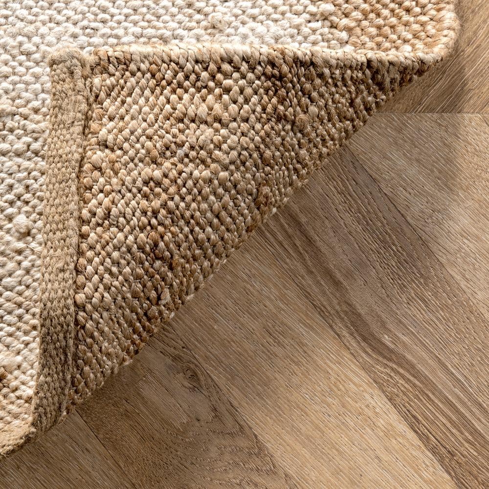 Natural Diamond Checkerboard Flat Woven Jute Runner Rug, 2' x 8'