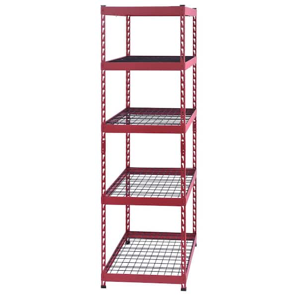 Husky 5 Shelf Steel Heavy Duty Garage Storage Shelving Unit in Red N3R482478W5R