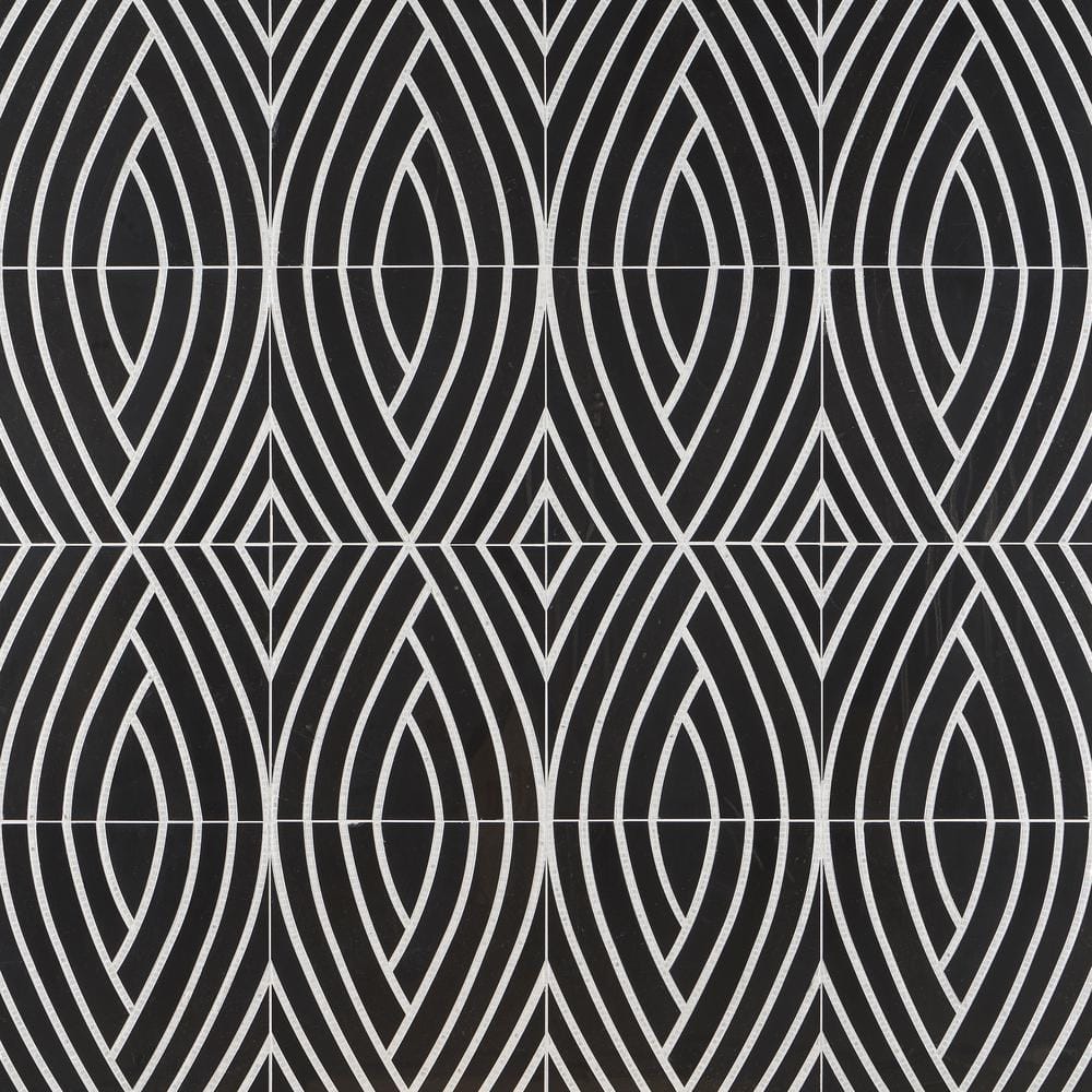 Krista Watterworth Westgate Leaf Black 4 in. x 0.39 in. Polished Marble Floor and Wall Mosaic Tile Sample price history on PriceWatchPro