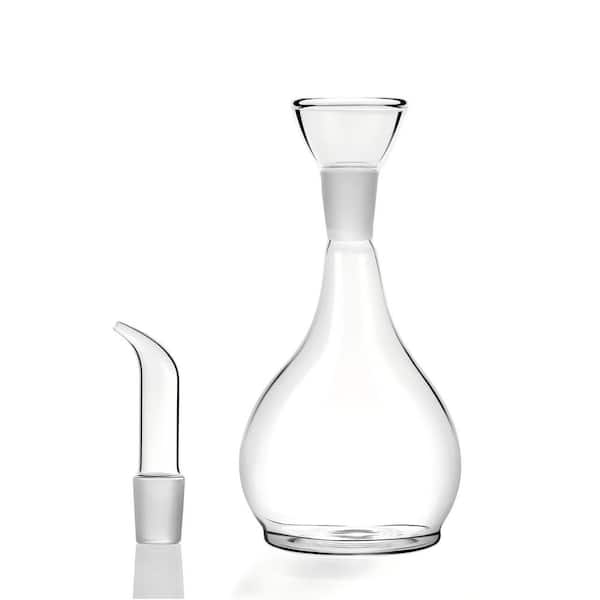 13 oz. Clear Glass Olive Oil Dispenser Bottle, Oil, Vinegar Cruet with Pourers, No Funnel Needed, Oil Carafe Decanter