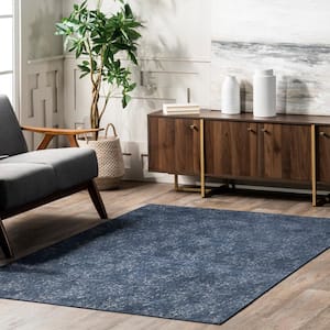 Elspeth Casual Faded Machine Washable Navy 4 ft. x 6 ft. Area Rug